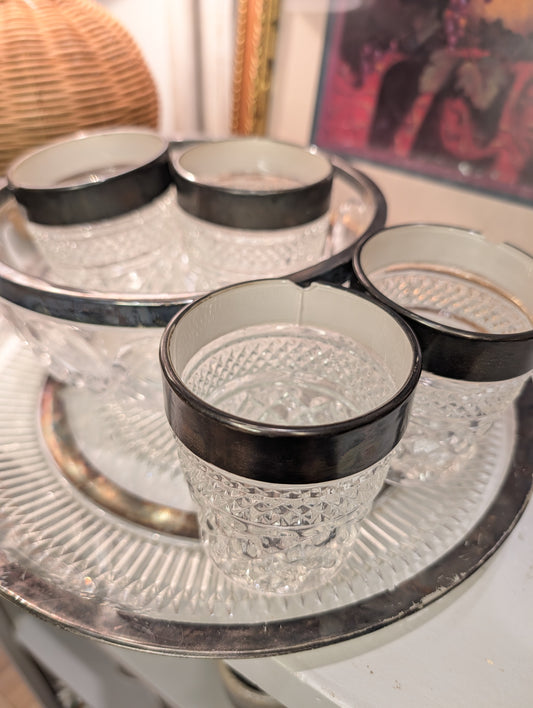 Vintage Anchor Hocking Wexford Platinum Old Fashioned glasses