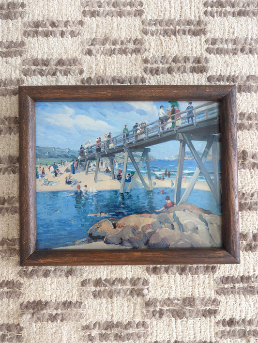 Bridge at the Beach Print in Wood Frame (8x10)