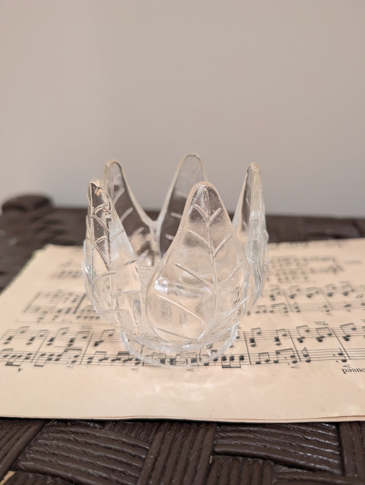 Elegant clear glass votive candle holder and trinket