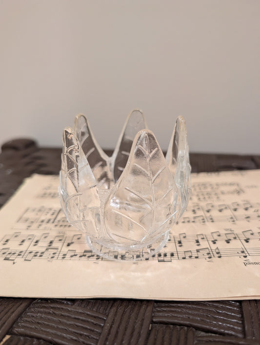 Elegant clear glass votive candle holder and trinket