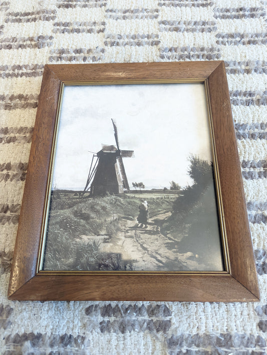 Windmill Print in Wood Frame 8x10