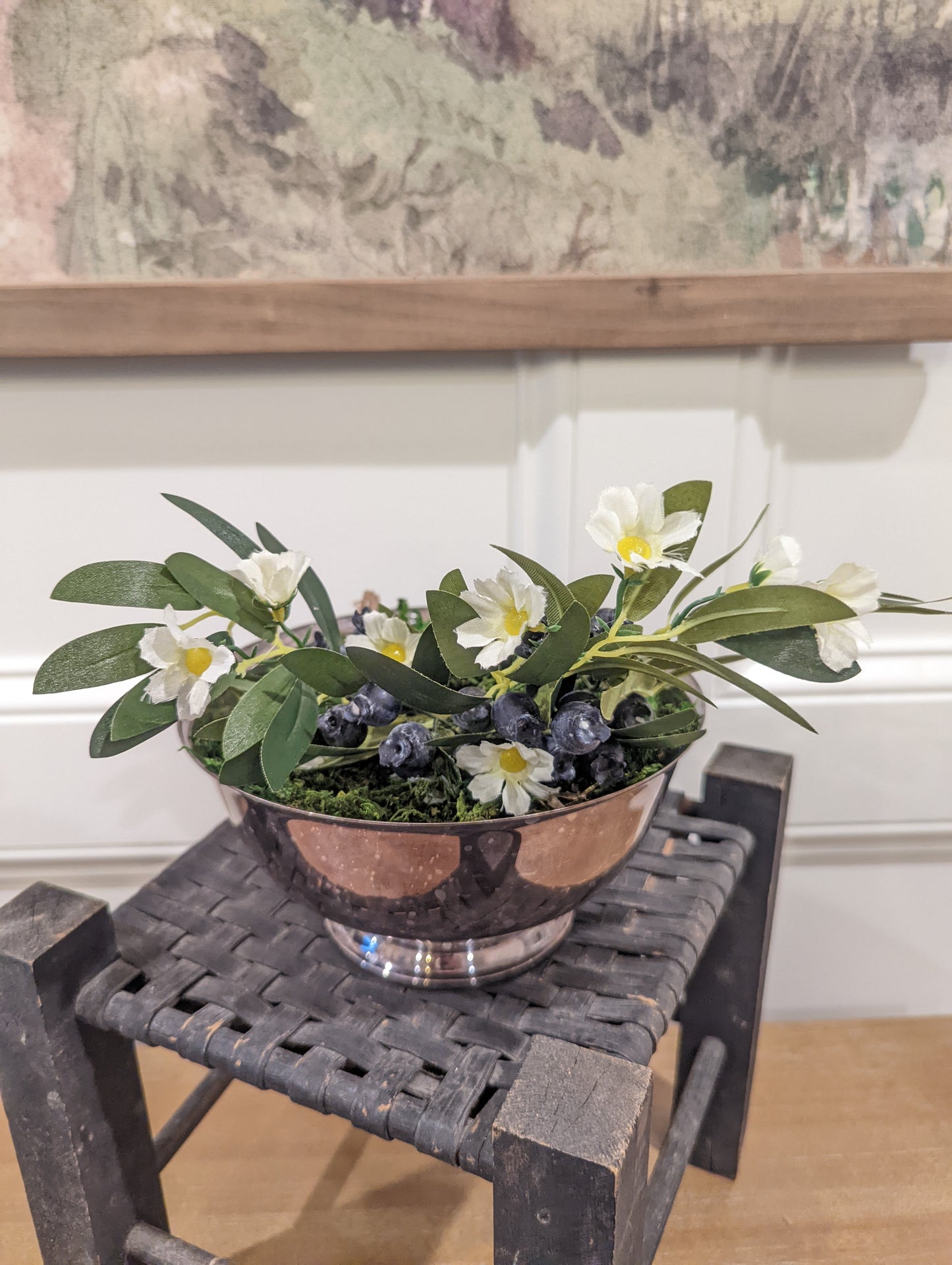 Silver Bowl with Blueberry 🫐 Table Display
