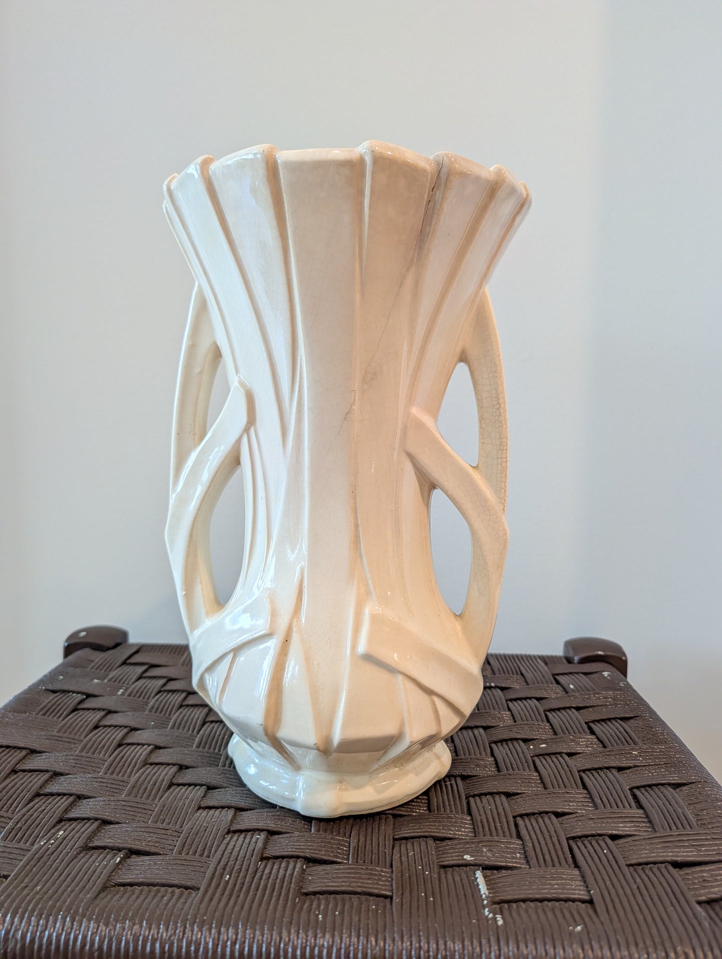 Vintage McCoy Pottery Double-Handled "Strap / Ribbon" Vase (c. 1940s)