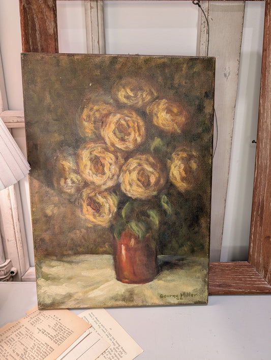 Dark Moody Floral Painter Canvas