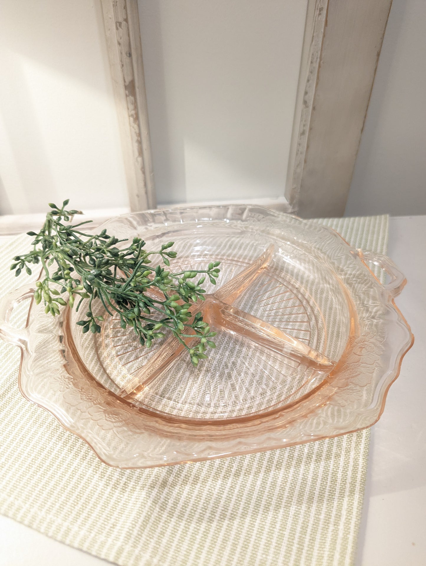 Vintage Mayfair Pink Depression Glass Relish Dish