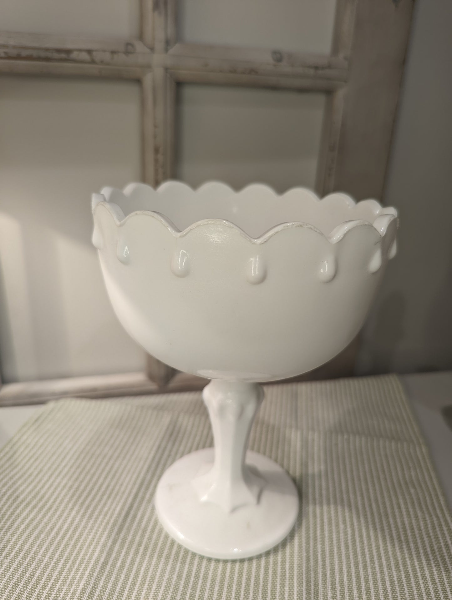 Vintage Indian Tear Drop Milk Glass Vase