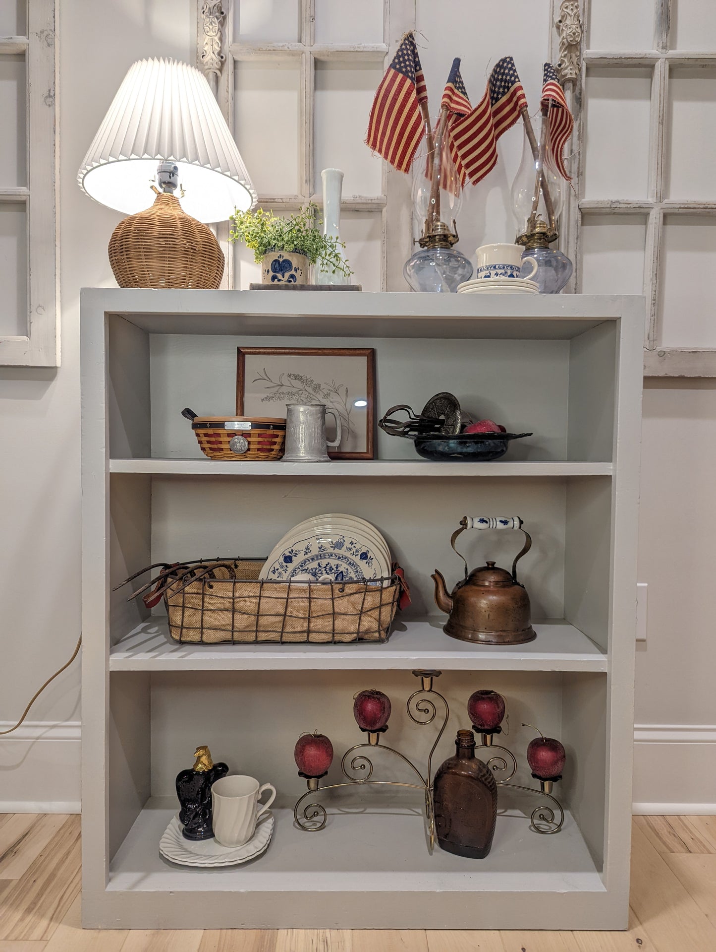 American Flag on Wood Branch