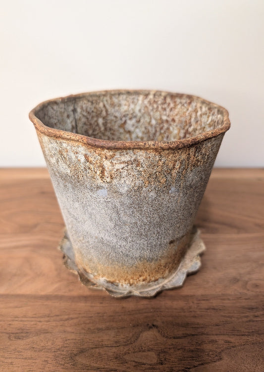 Scalloped Metal Planter with Zinc Fnish