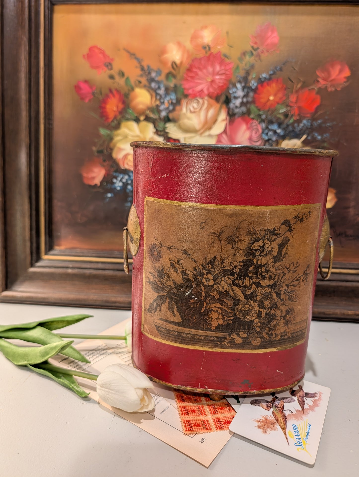 Antique French Tin Vase