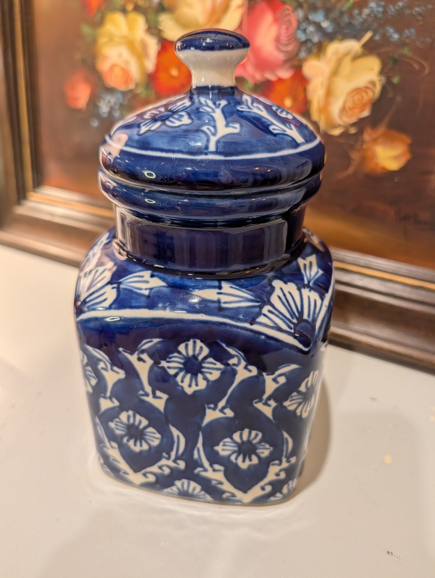 Blue Floral Canister
