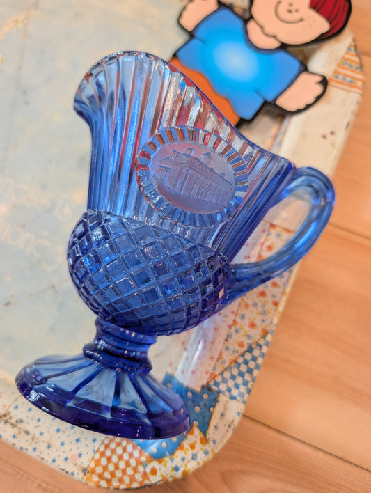 Vintage Avon Fostoria Cobalt Blue Glass Mount Vernon Creamer Pitcher