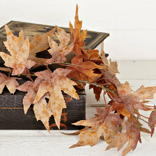 27in Spray-Flocked Maple Leaves-Mustard