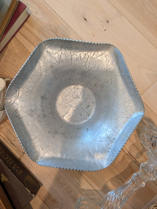 Hand-Wrought Hammered Aluminum Serving Bowl