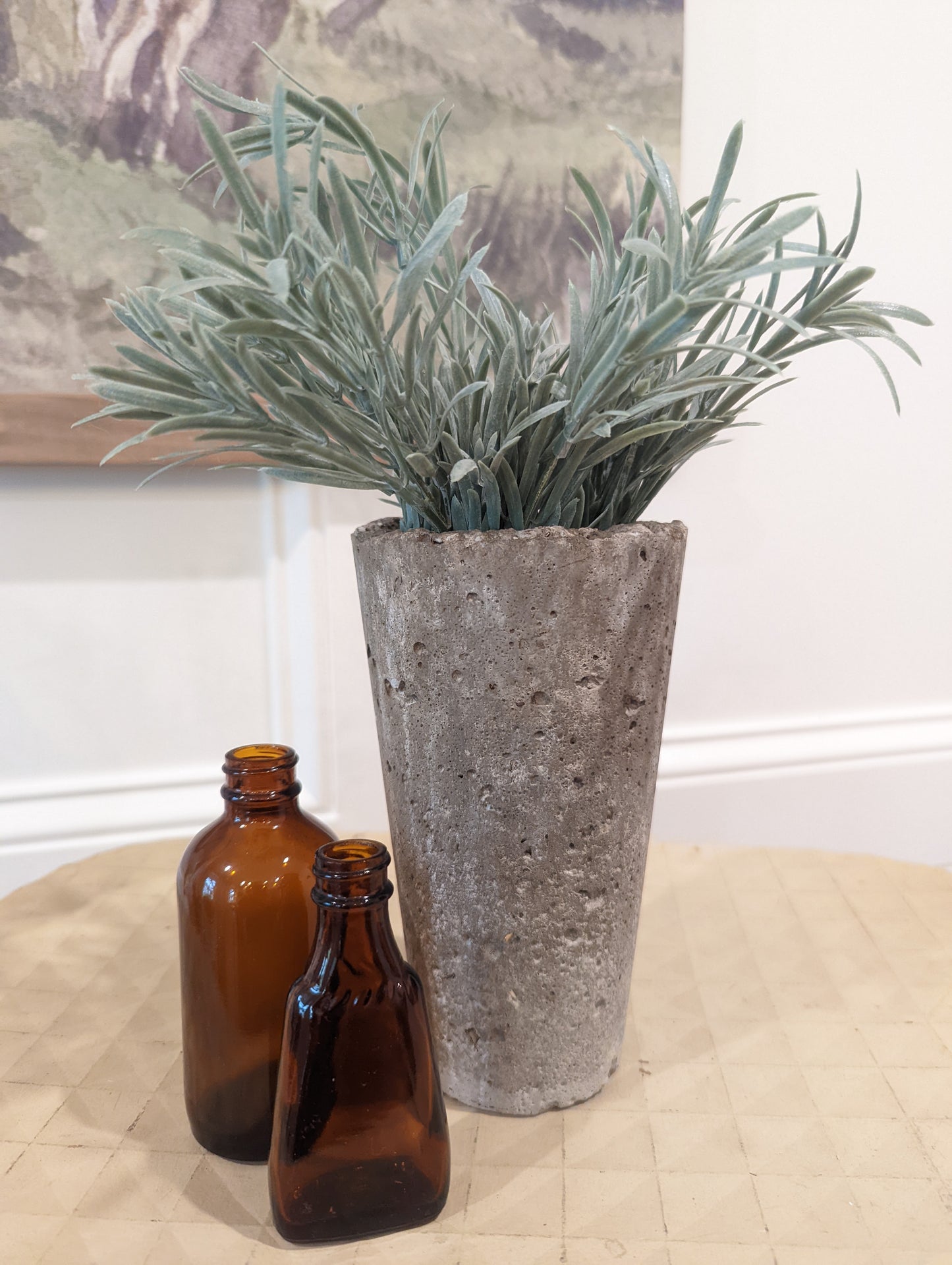 Concrete planter with Rosemary Stem