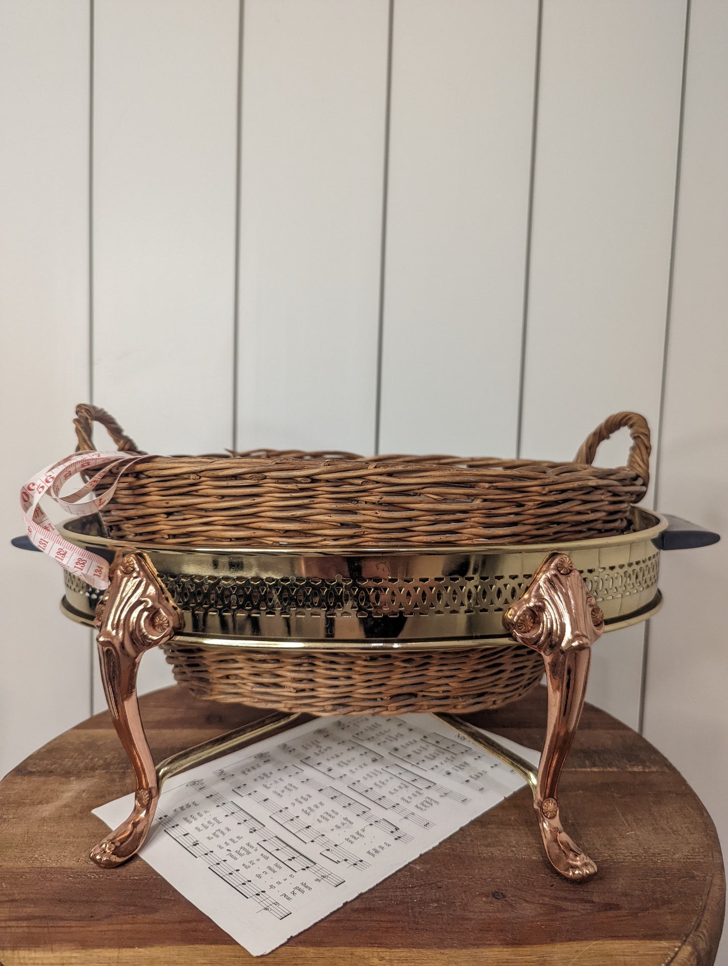 Metal Service Tray with Basket