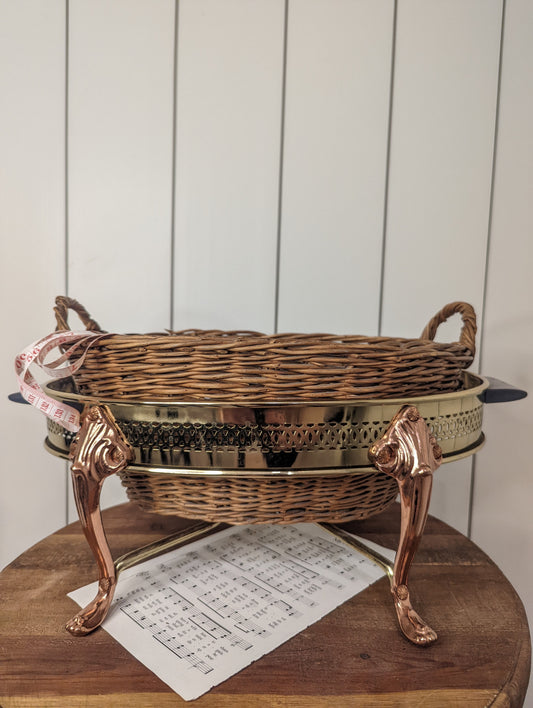 Metal Service Tray with Basket