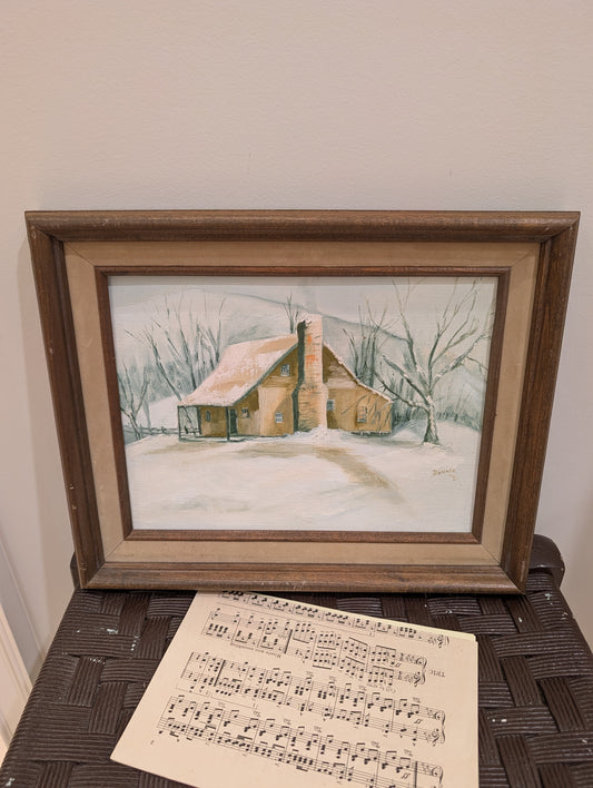 Winter Cottage Painting