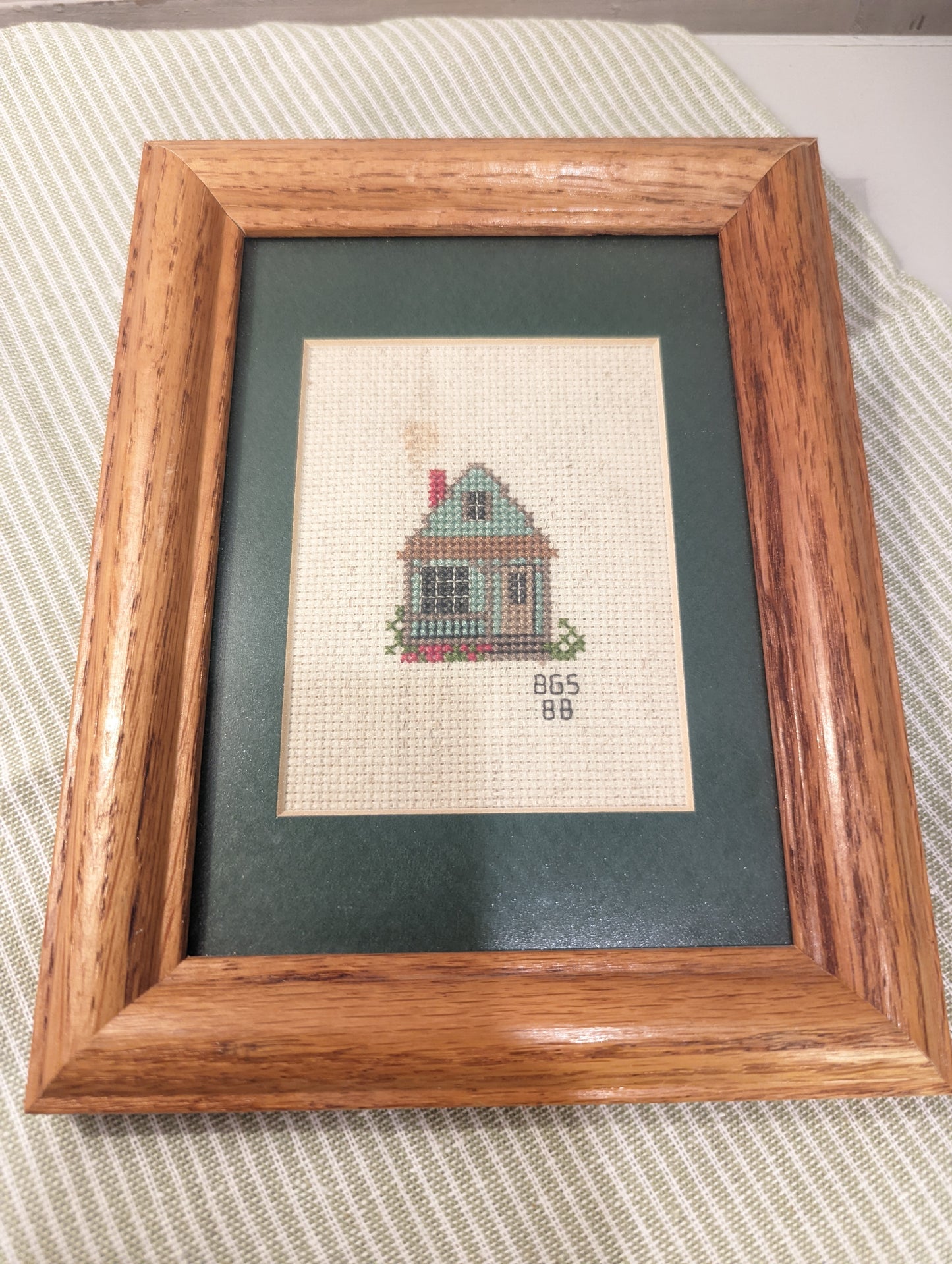Framed Cross Stitch of Little Cottage Home