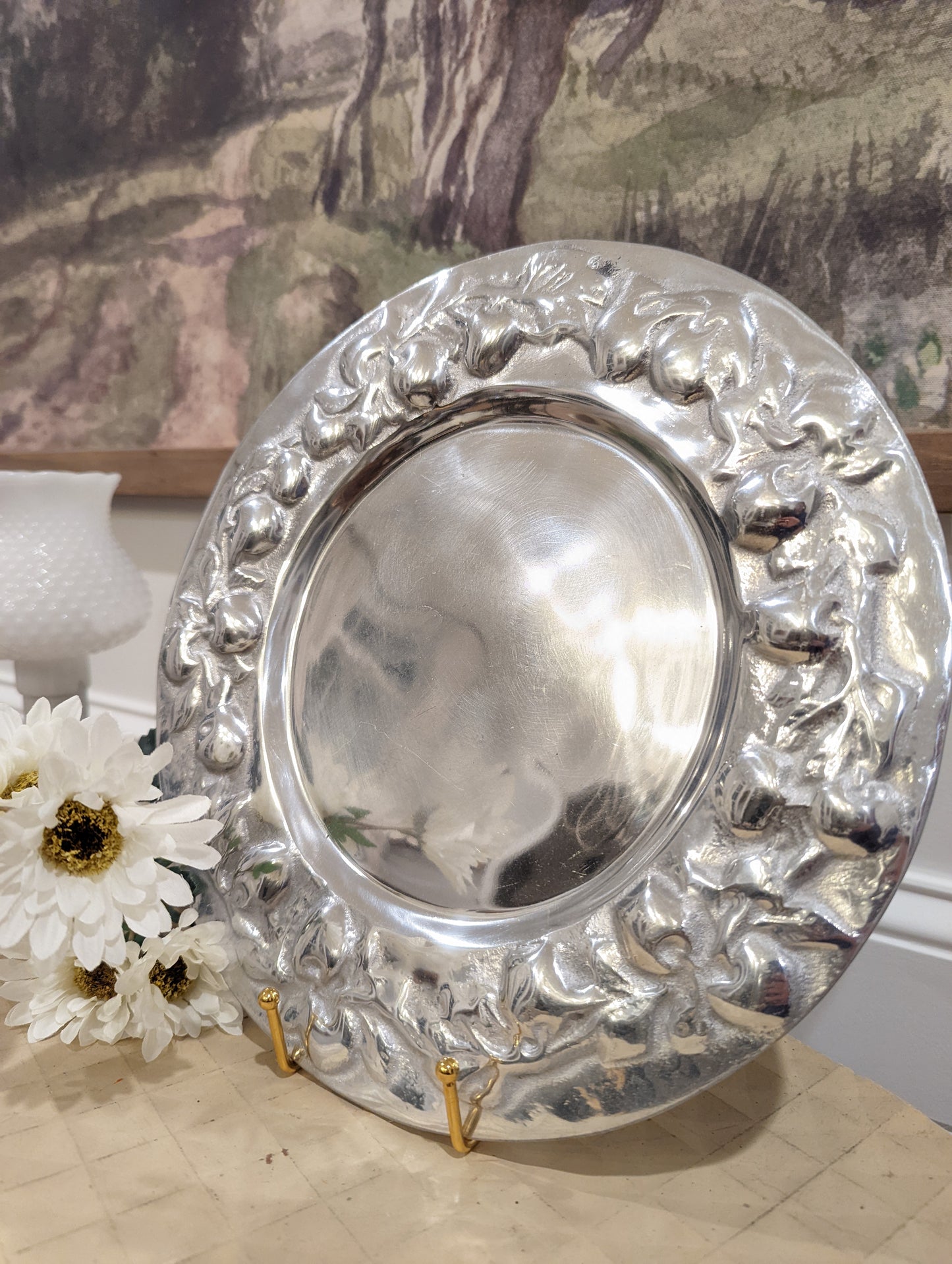 Pewter embossed apple serving plate 🍏