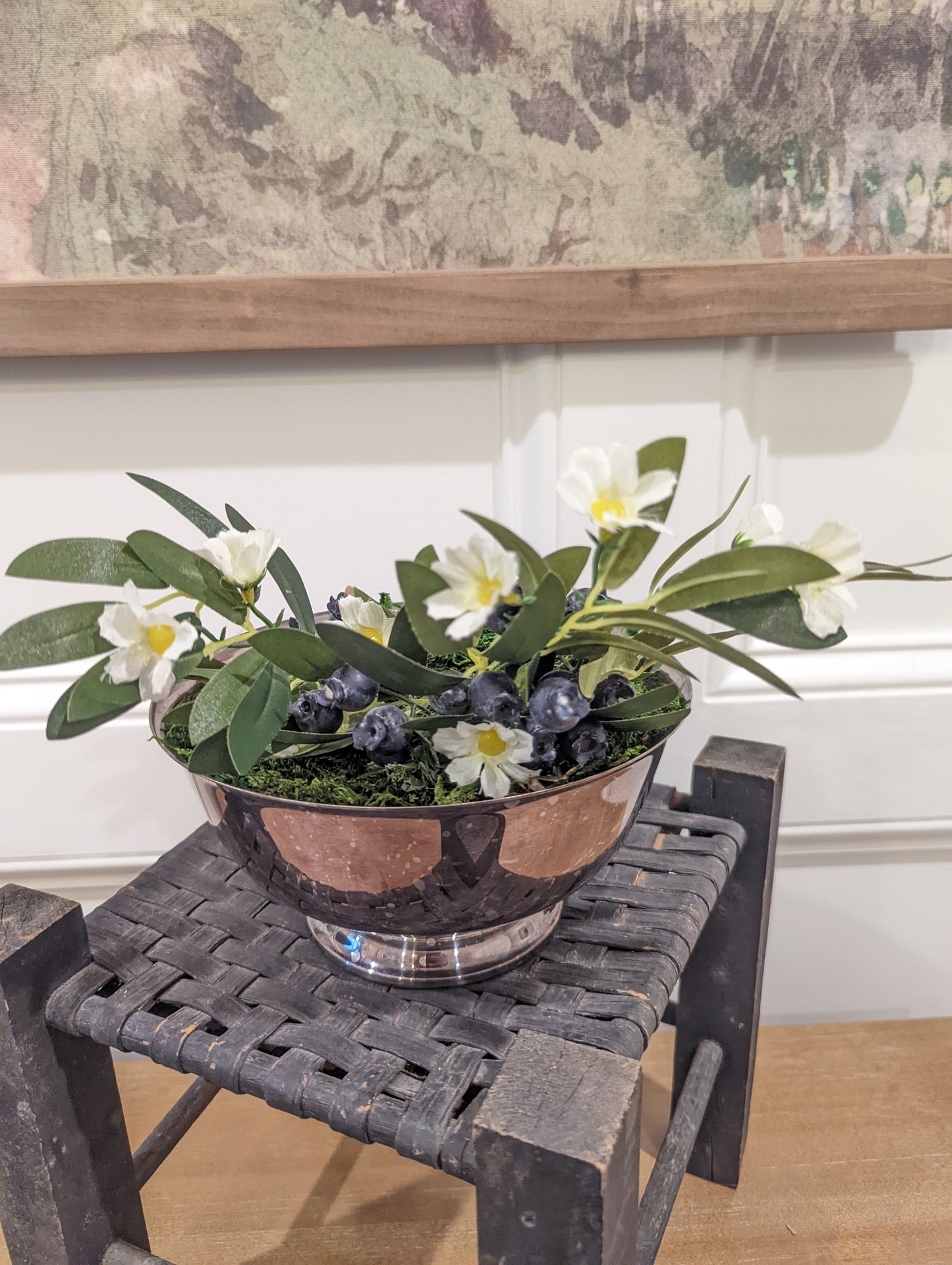 Silver Bowl with Blueberry 🫐 Table Display