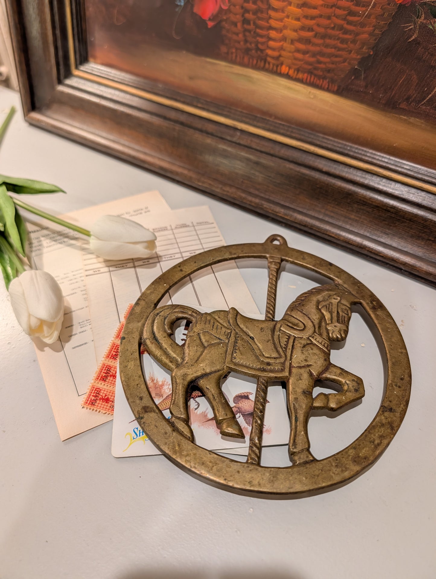 Brass Trivet carousel Horse