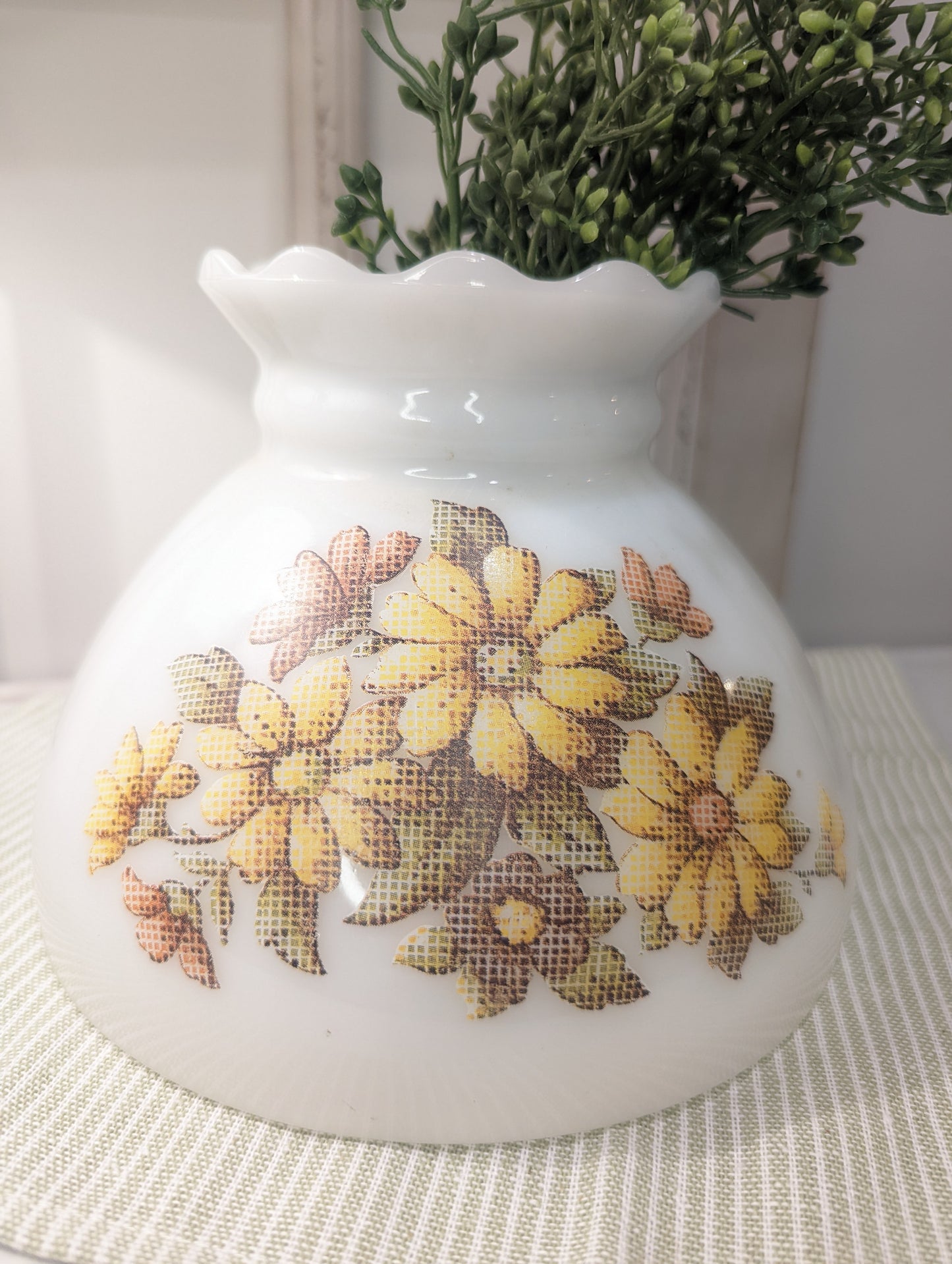 Milk Glass Lamp Shade Vase