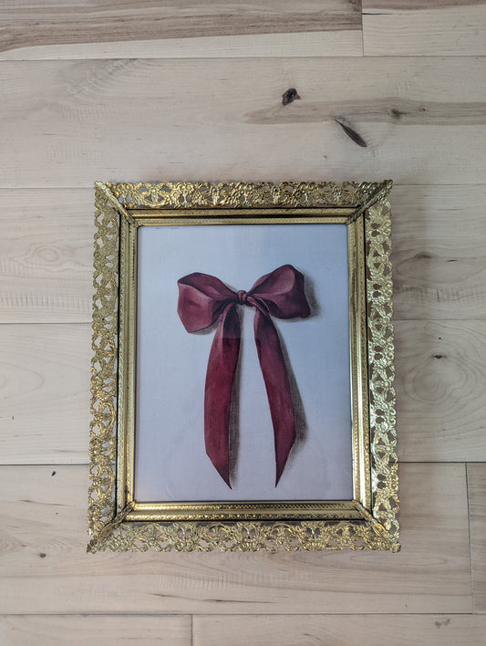 8x10 Christmas Bow in Gold Frame