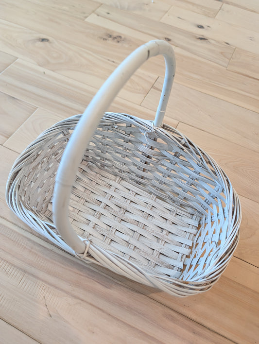 White Painted wicker basket
