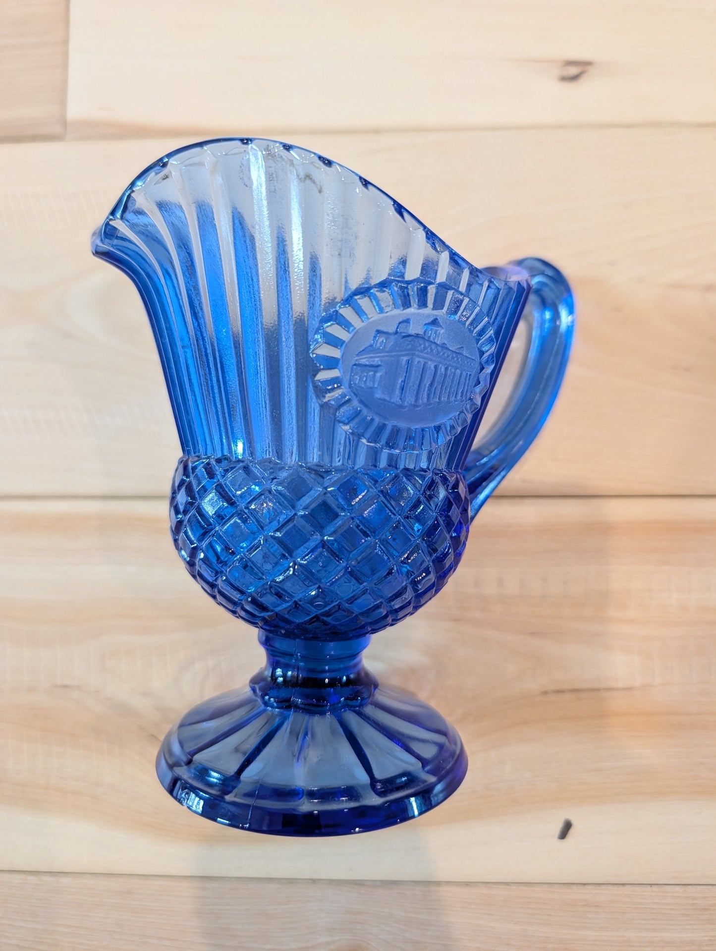 Vintage Avon Fostoria Cobalt Blue Glass Mount Vernon Creamer Pitcher