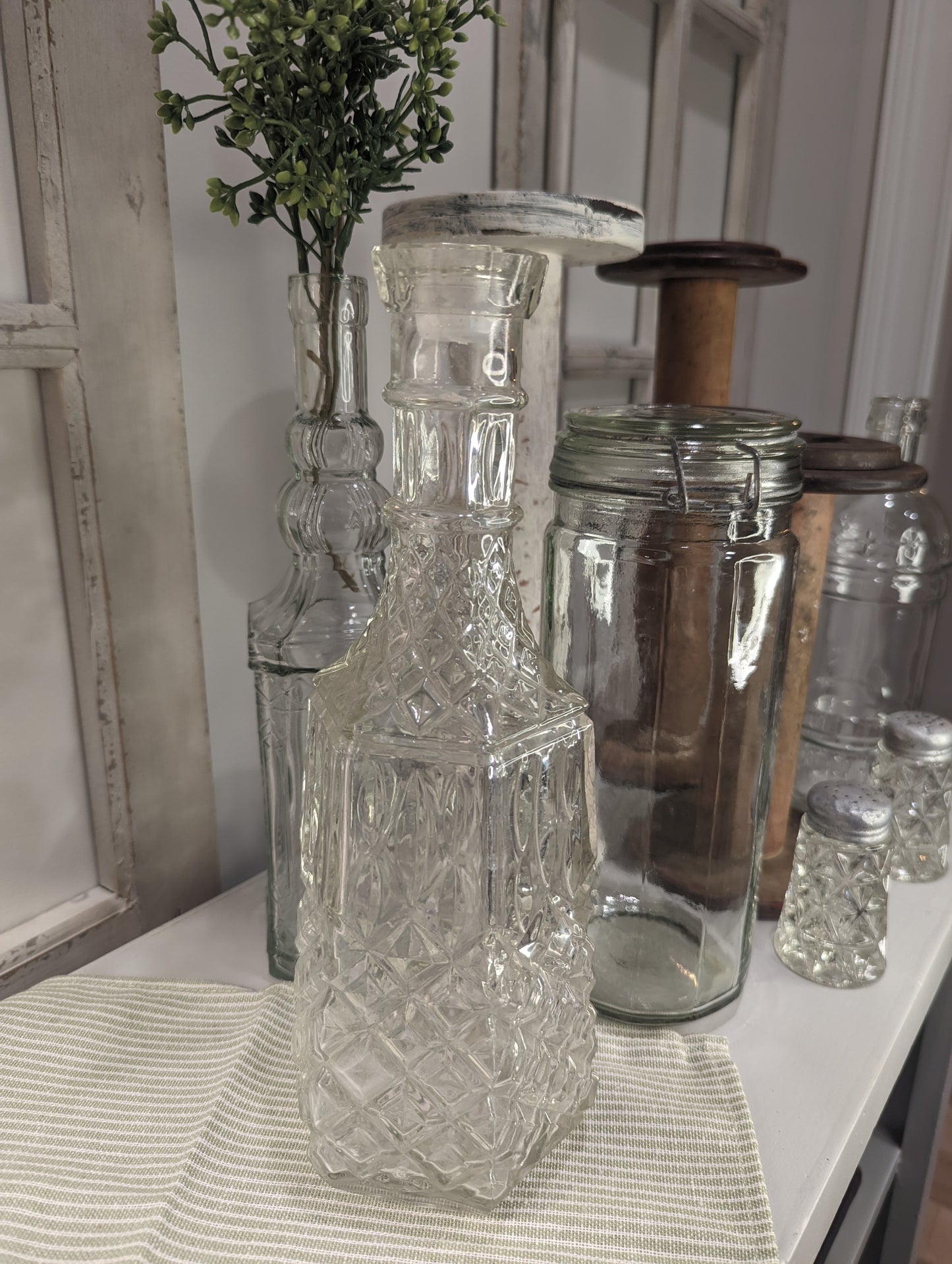 Vintage Glass Decanter (Missing Top)