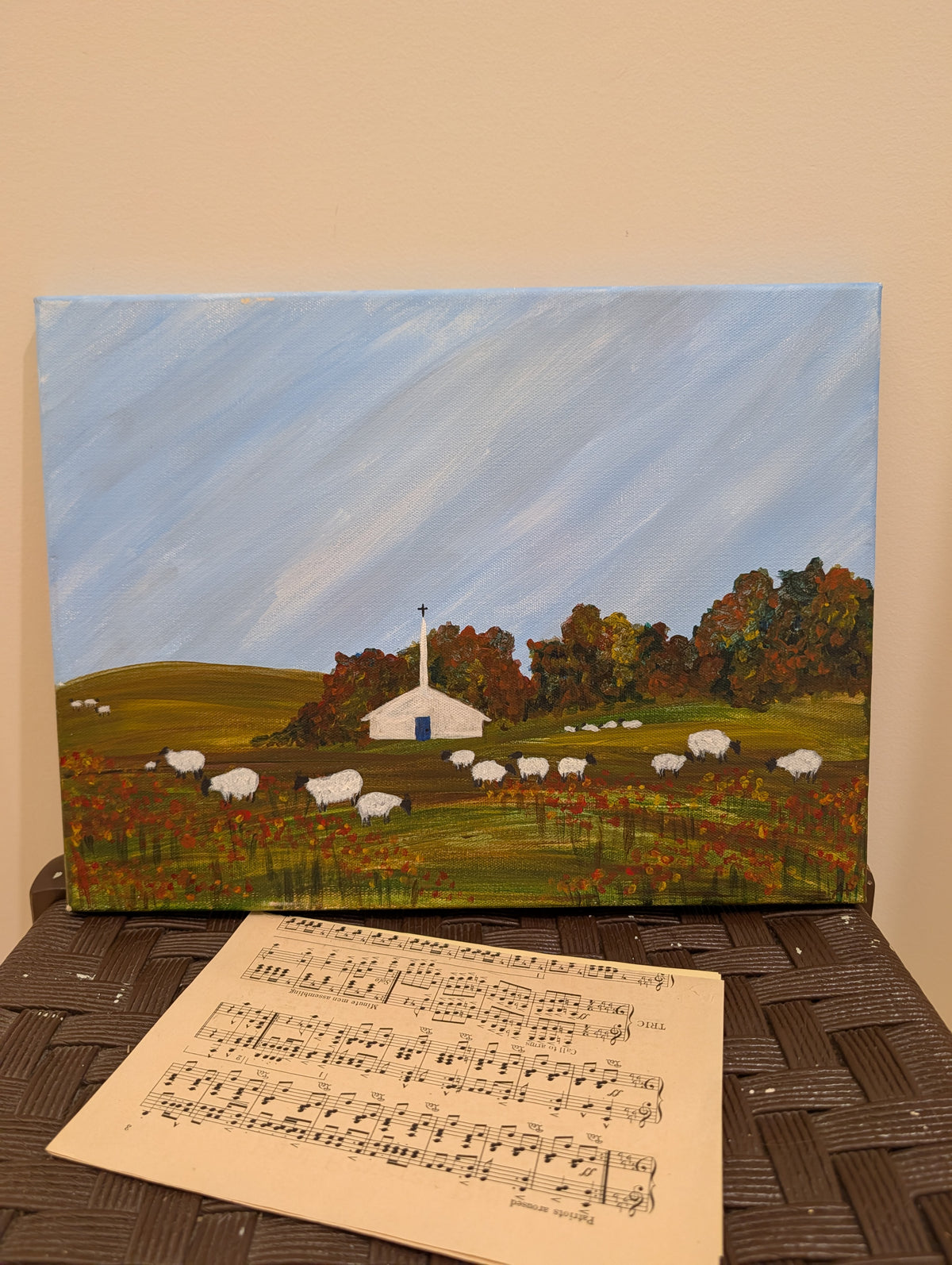 Sheep and Chapel Painting