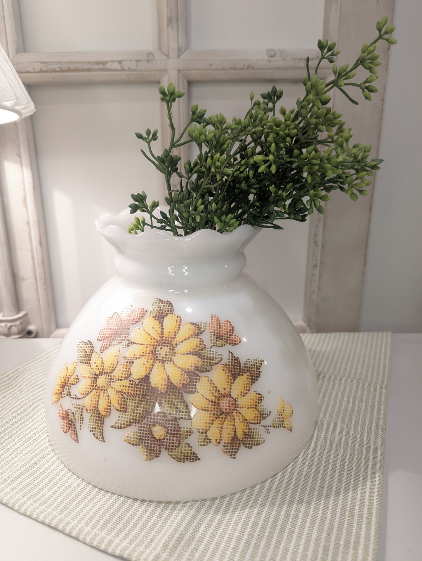 Milk Glass Lamp Shade Vase