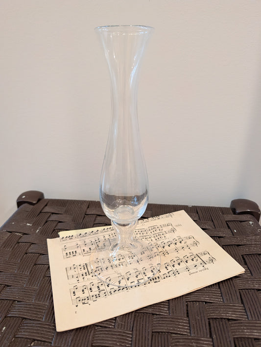 Vintage clear glass trumpet bud vase