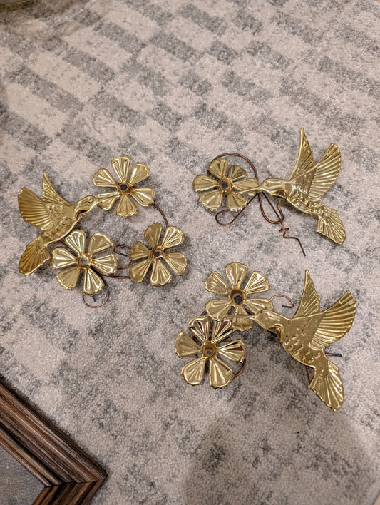 Brass Hummingbirds Set 3