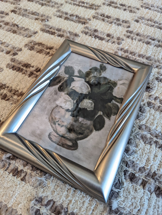 5x7 Floral Print in Silver Frame