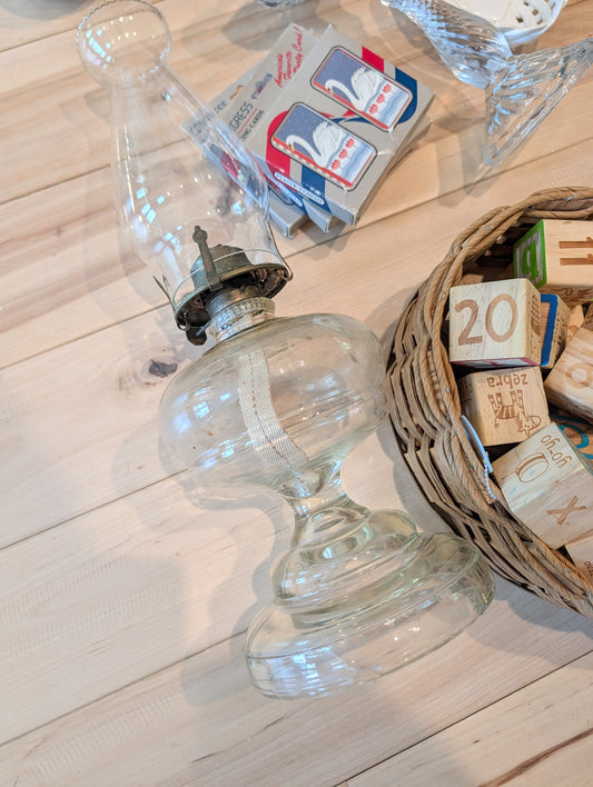 Vintage Glass Hurricane Oil Lamp